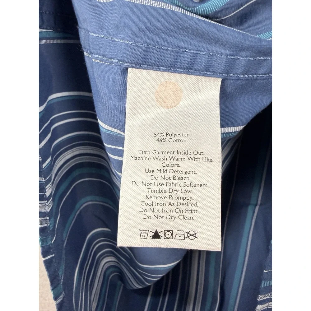 Eddie Bauer Men's Sz M Set Of Blue Striped & Plaid Button Up Pocket Front Shirts